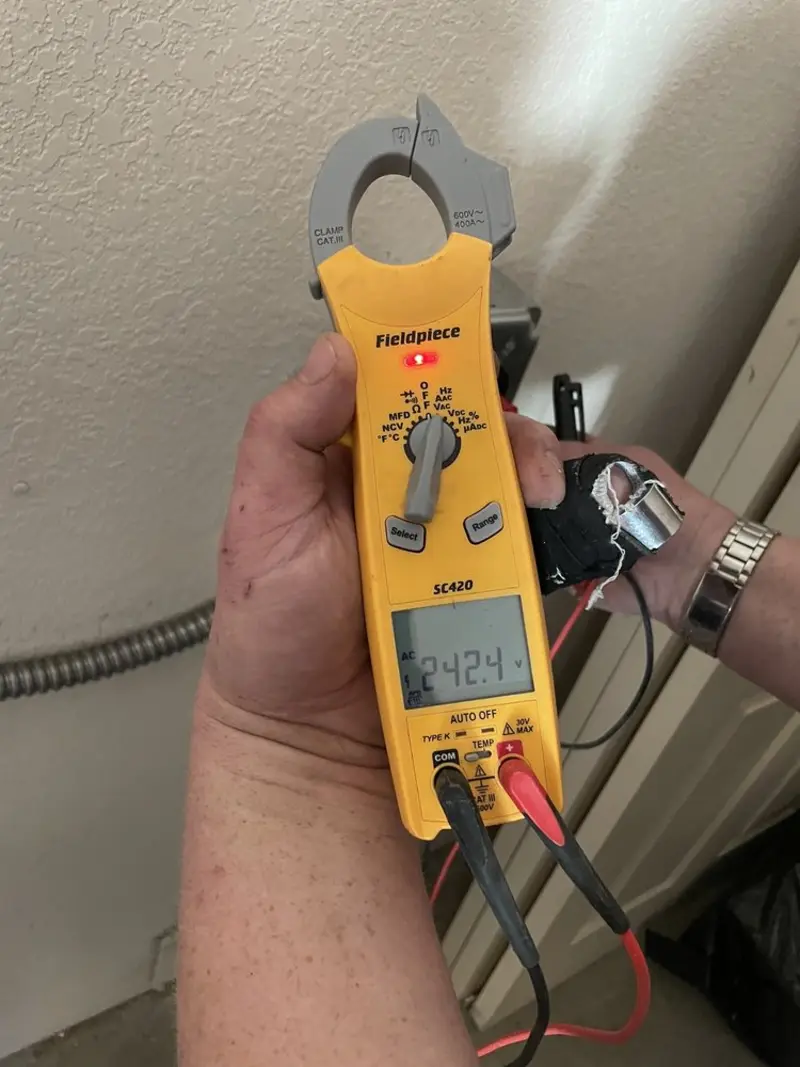 Voltage testing with clamp meter during Generator Installation in Benicia